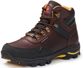 SUREWAY Men's 6" Soft Toe Heavy Duty Waterproof Work Boot - Leather,Lace Up Comfortable EH Construction Industrial Ankle Safety Men Work Boots,Roofing, Hunting