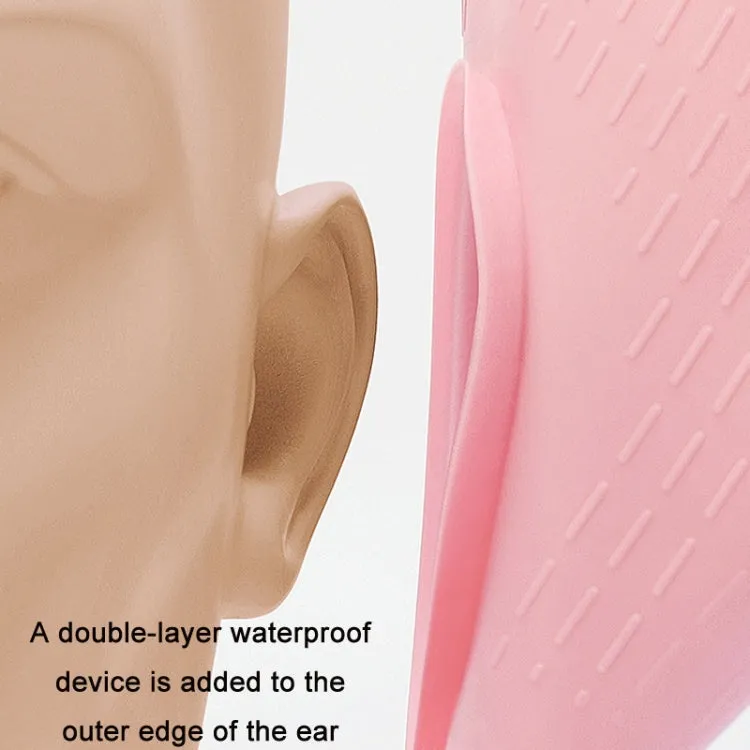 WAVE Waterproof Solid Color Ear Guard Silicone Swimming Cap, Color: Pink