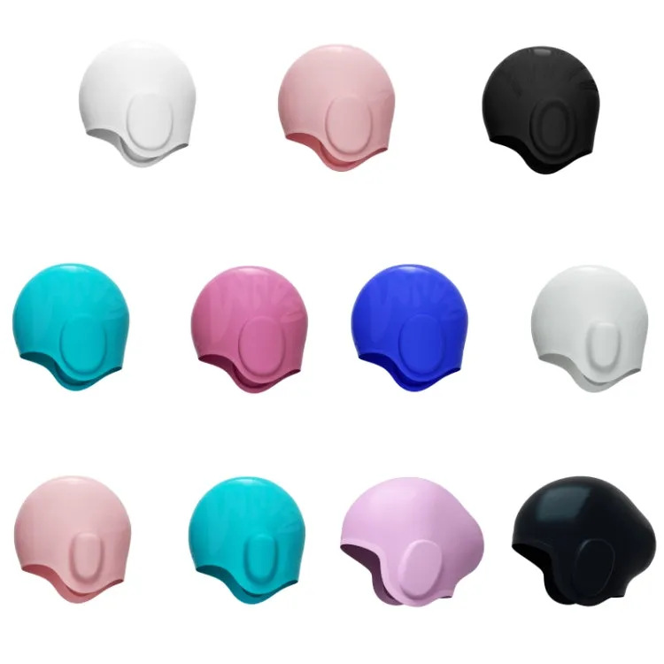 WAVE Waterproof Solid Color Ear Guard Silicone Swimming Cap, Color: Pink