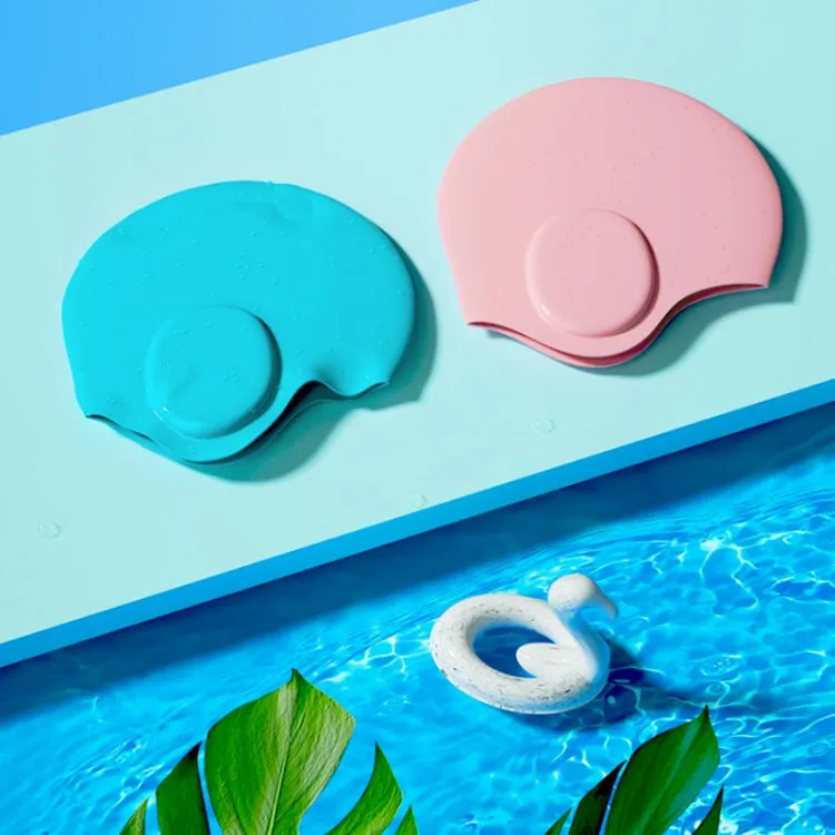 WAVE Waterproof Solid Color Ear Guard Silicone Swimming Cap, Color: Pink