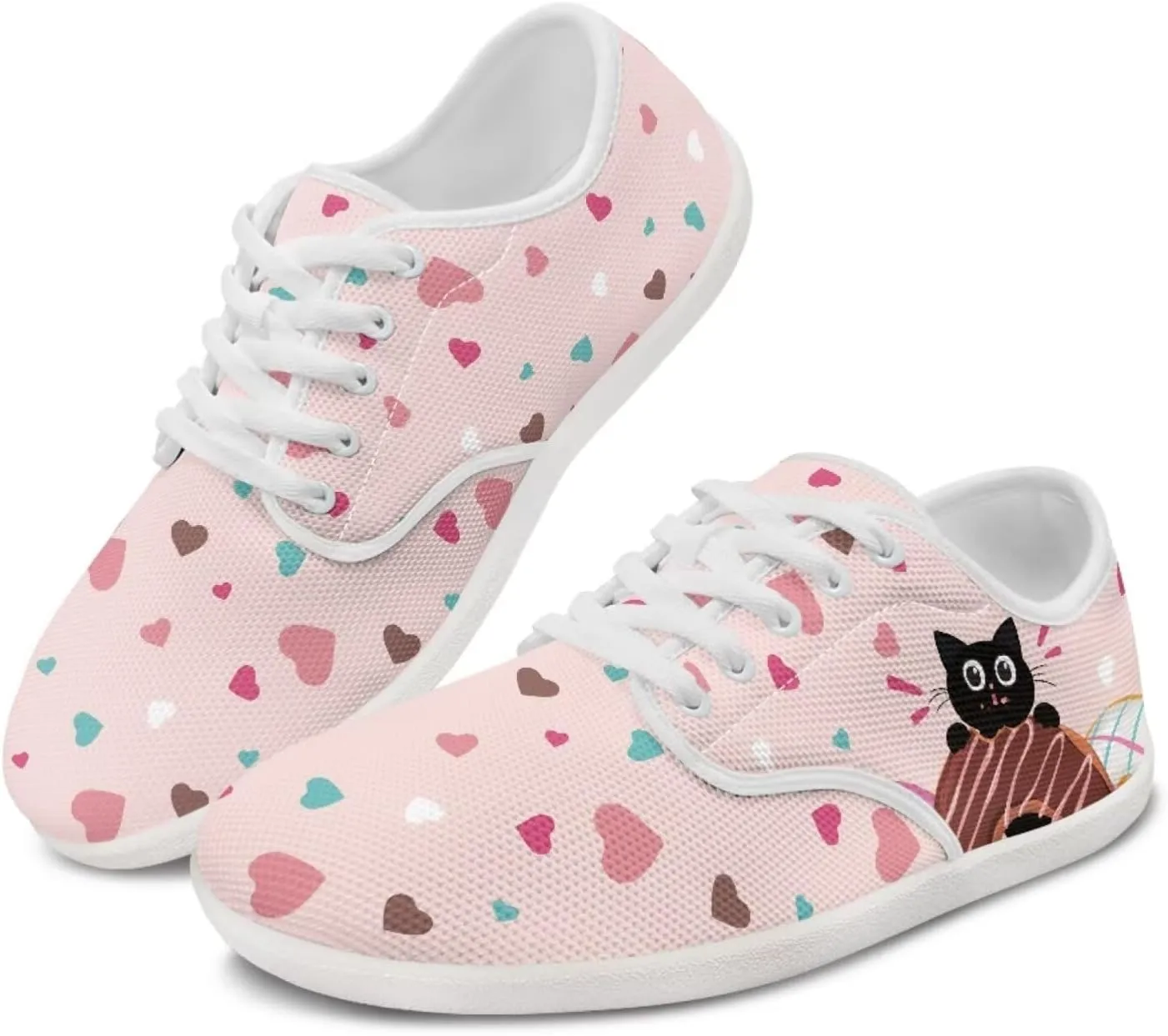 Women's Cat Running Barefoot Sneakers Casual Leisure Driving Loafers Lace-Up Outdoor Walking Shoes